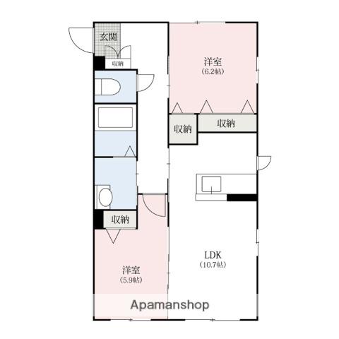 アンビシアABC(2LDK/1階)の間取り写真