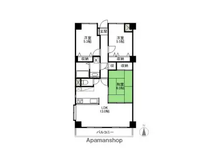 ローズガーデン前橋(3LDK/3階)の間取り写真