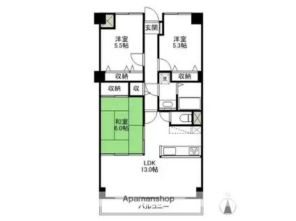 ローズガーデン前橋(3LDK/3階)の間取り写真