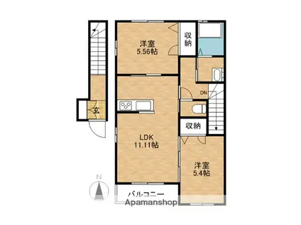 ルミエールAB(2LDK/2階)の間取り写真