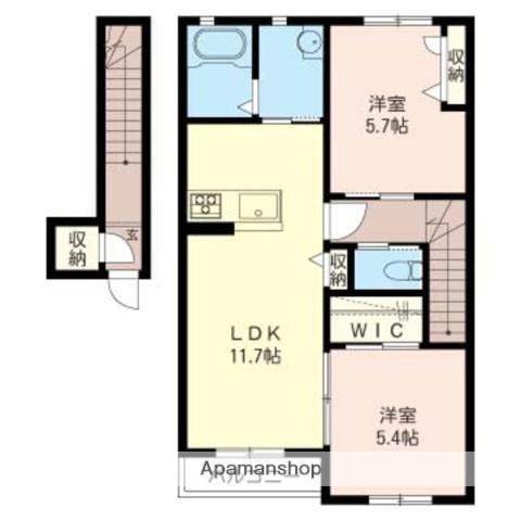 ラフィーネ(1LDK/2階)の間取り写真