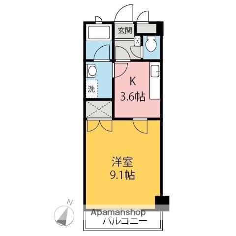 国領ハイツ三千鶴(1K/2階)の間取り写真