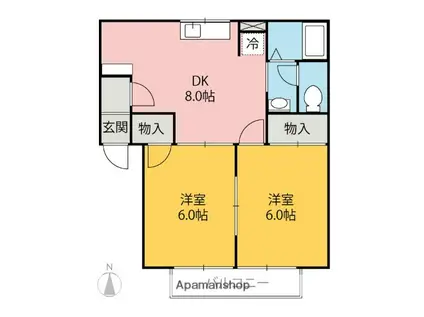 パティーレA・B(2DK/1階)の間取り写真