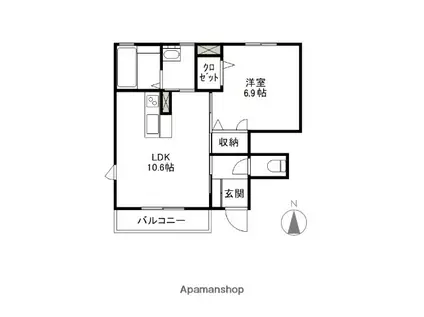 シェルハウス(1LDK/1階)の間取り写真