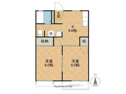 セモアコーポ(2DK/2階)の間取り写真