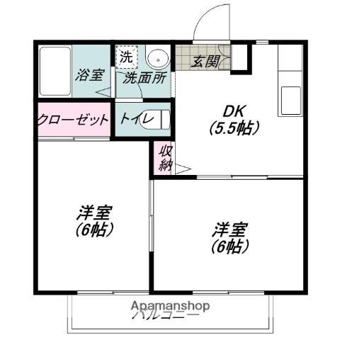 サンハイツ関口A・B・C(2DK/2階)の間取り写真