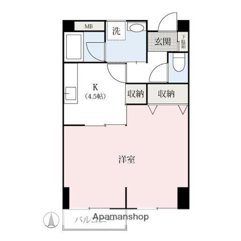 メゾン双葉(2K/4階)の間取り写真