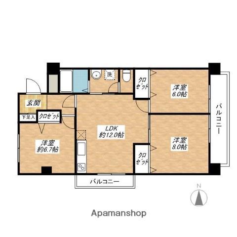リエス前橋表町(3LDK/2階)の間取り写真