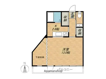 朝日ビルアパートメント(1K/2階)の間取り写真