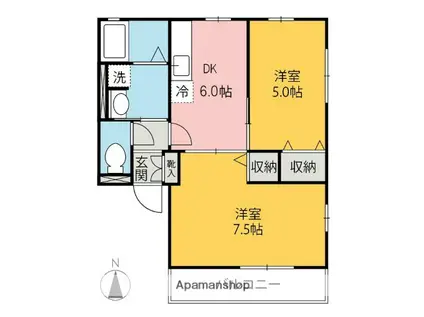 レトア絹香A・B(2DK/2階)の間取り写真