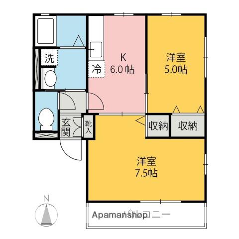 レトア絹香A・B(2DK/2階)の間取り写真
