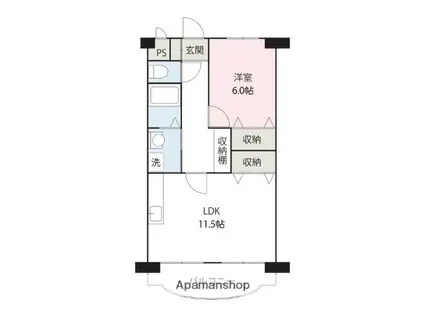 グレースコーポ荒牧(1LDK/1階)の間取り写真