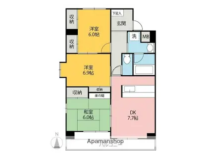 ハートフルライフIWASA3(3DK/5階)の間取り写真
