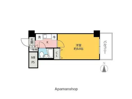 コスモ前橋(1K/4階)の間取り写真