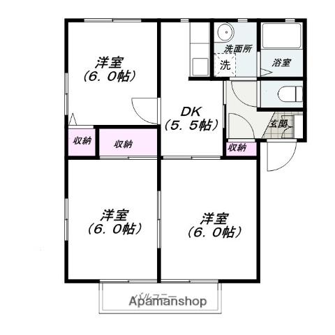 エトワールAB(3K/1階)の間取り写真