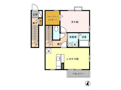 ルミエール大友A・B・C・D(1LDK/2階)の間取り写真