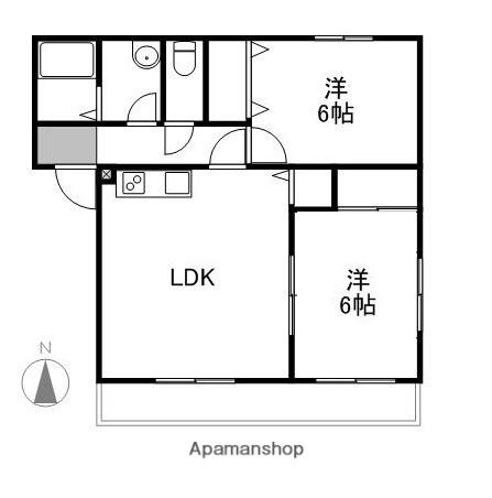アドミラブールⅡ(2LDK/1階)の間取り写真