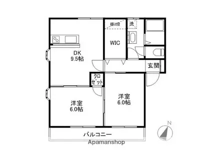 Ⅲ大嶋レジデンスC・D(2DK/1階)の間取り写真