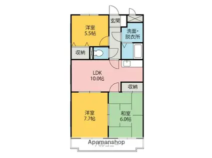 グローリアス B(3LDK/2階)の間取り写真
