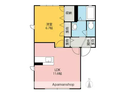 ラ・フィオーレAB(1LDK/1階)の間取り写真