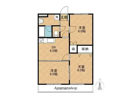 レジデンス・ラ・セーヌ(3DK/1階)の間取り写真