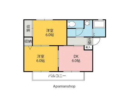 ステラハイツA・B(2DK/2階)の間取り写真