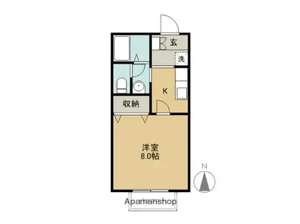 ヴィラ・ボヌール(1K/2階)の間取り写真