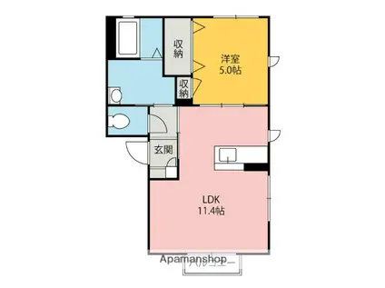 ルーベラA・B(1LDK/1階)の間取り写真