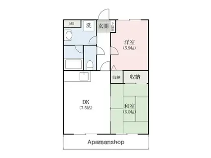 ジュエールA(2DK/2階)の間取り写真