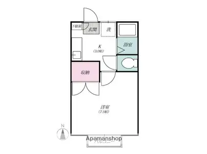 ビューハイツ江木(1K/2階)の間取り写真