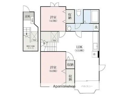 シャルマンハイツ(2LDK/1階)の間取り写真