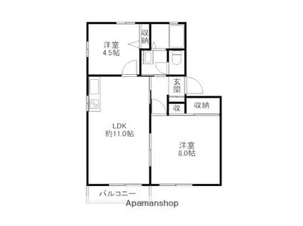 VERDE A・B(2LDK/1階)の間取り写真