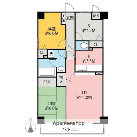 ダイアパレス前橋南町(2SLDK/6階)の間取り写真
