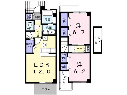 セレーノ本宿B(2LDK/1階)の間取り写真