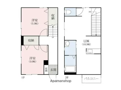 セゾンリバー(2LDK/1階)の間取り写真