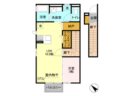 プレシャスA(1LDK/2階)の間取り写真