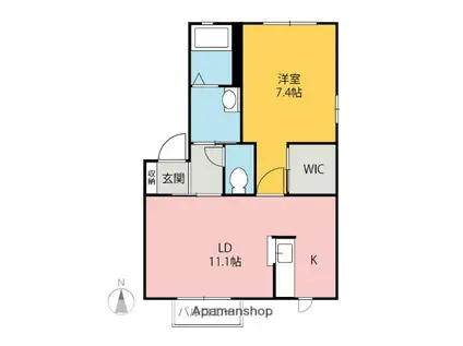 ヴィラポレールABC(1LDK/1階)の間取り写真