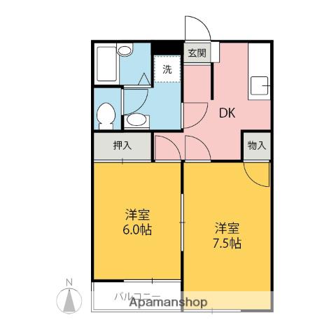 中里ハイツ(2DK/2階)の間取り写真