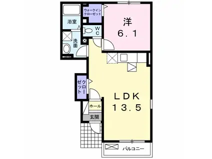 メゾン フローラA(1LDK/1階)の間取り写真