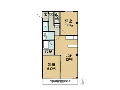 シャトル松井(2LDK/2階)の間取り写真