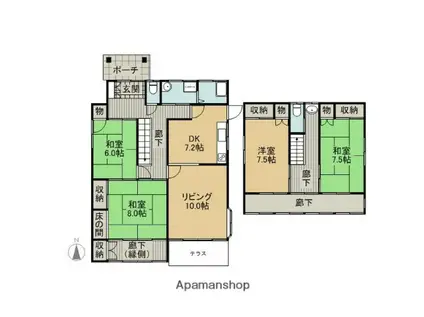 両毛線 前橋駅 徒歩18分 2階建 築44年(4LDK)の間取り写真