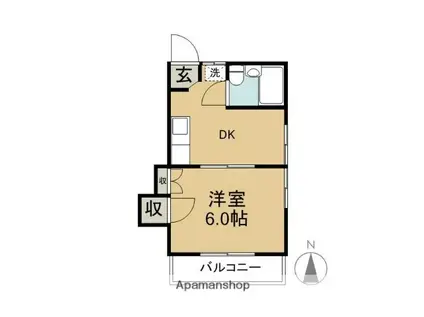 コモドカーサ3(1DK/2階)の間取り写真