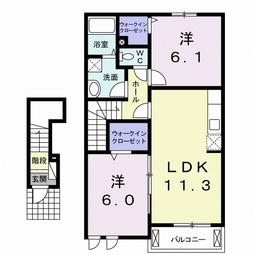 メゾンシュクレⅡ(2LDK/2階)の間取り写真