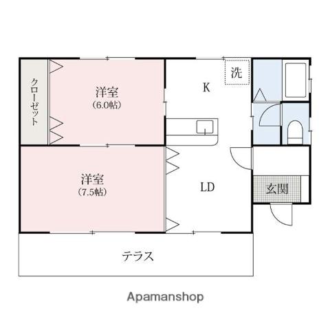 上毛電気鉄道上毛線 中央前橋駅 バス乗車時間:19分 稲荷新田町南バス停で下車 徒歩6分 1階建 築40年(2DK)の間取り写真
