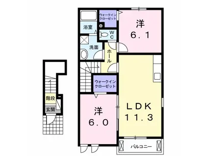 ファイン・グラースⅡ(2LDK/2階)の間取り写真