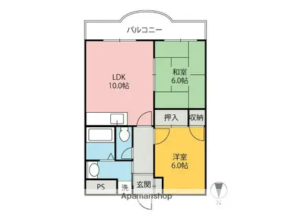 第一戸塚マンション(2LDK/1階)の間取り写真