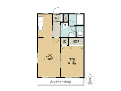 シティーハイツ富田(1LDK/3階)の間取り写真