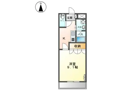 ガーデンヒル(1K/2階)の間取り写真