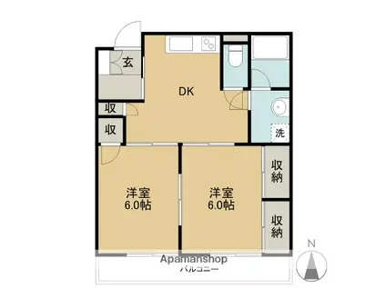 メゾンプラネット(2DK/2階)の間取り写真