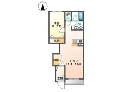 クロワールⅡ(1LDK/1階)の間取り写真